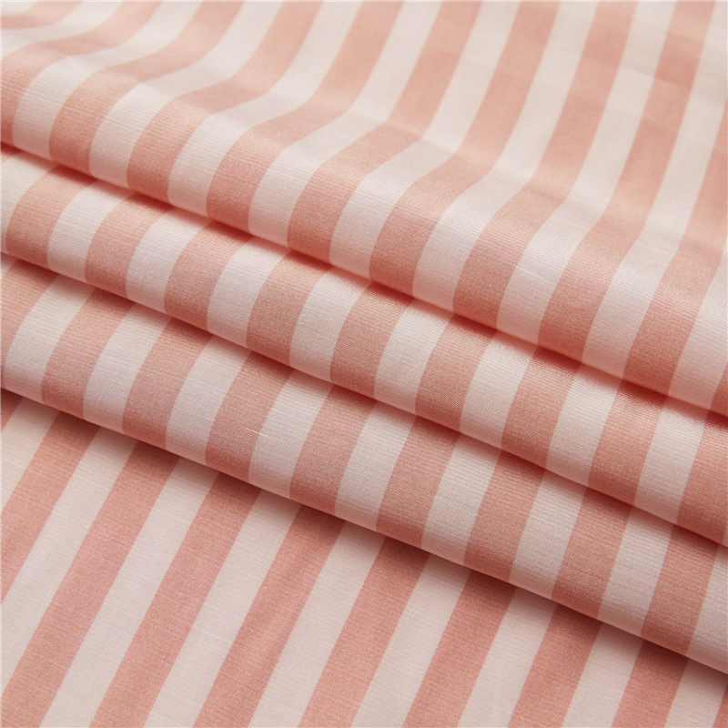 Roze streep 51% rayon 49% viscose geweven popeline zijdeachtig handgevoel vormen streepprint stof